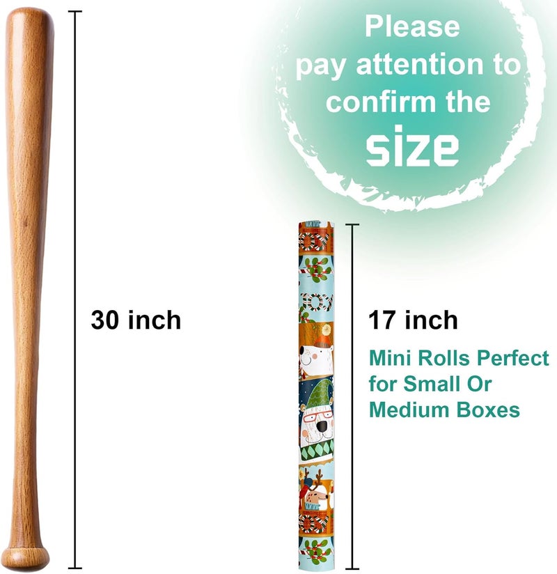 MAYPLUSS Christmas Metallic Foil Shine Gift Wrapping Paper - 17 Inch X 33 Feet - Cute Polar Bear on Scooter, Snowman, Candy Cane and Deer Pattern Gift Wrap Present Paper Roll for Winter, Holiday - Image 3